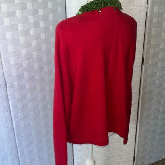 Vintage Berek 2 Red Christmas Sweater Takako Sakon Button Front Size Large - Picture 6 of 16